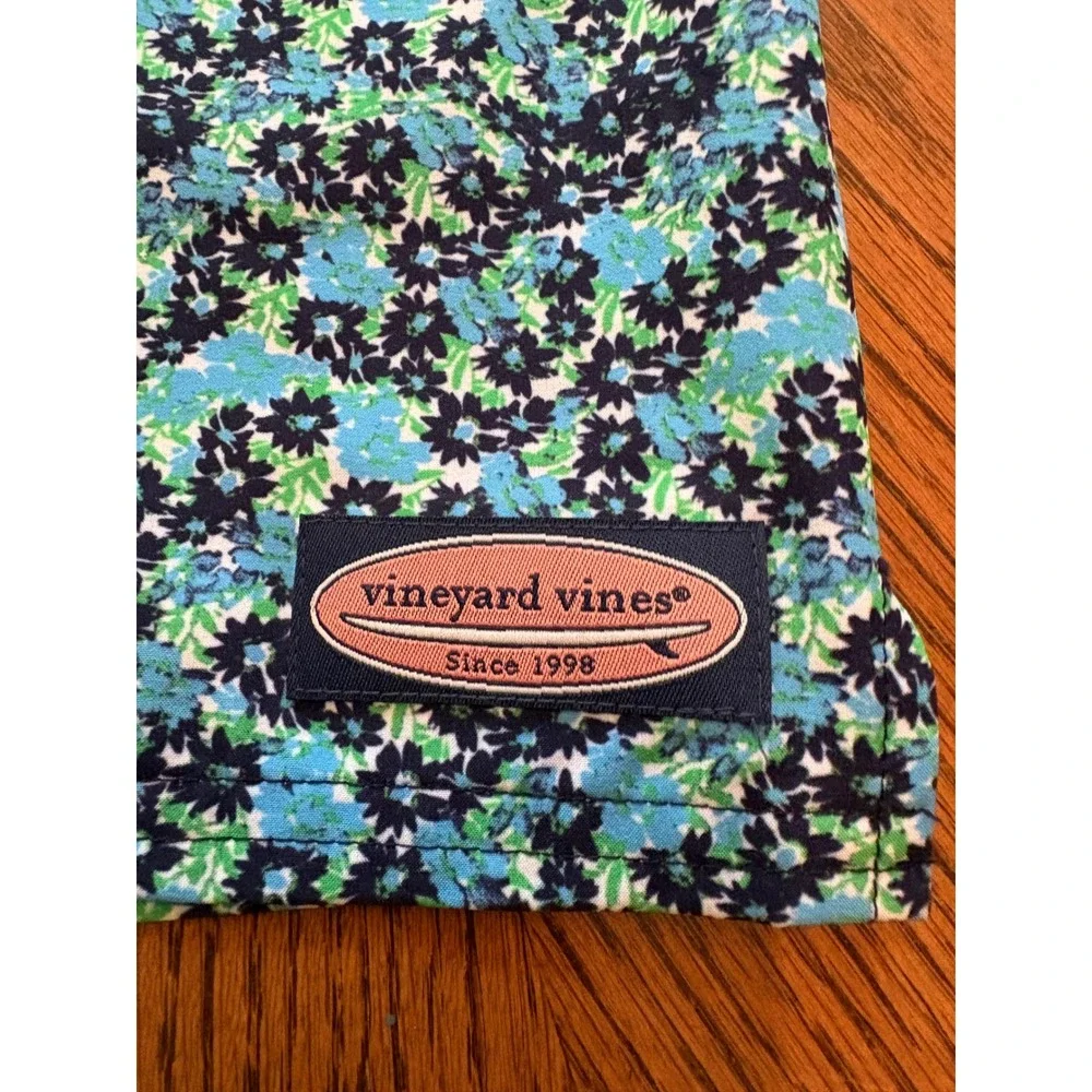 Vineyard‎ Vines Boys Blue Green Floral Swim Trunks Mesh Lined Shorts Kids Size L